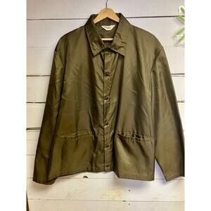 Vintage & Retro Campus Outerwear Green Button-Up Jacket/Windbreaker Size XL